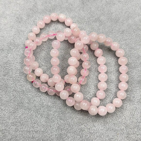 Rose Quartz Stretch Soft Pink Bracelets - Picture 4 of 5